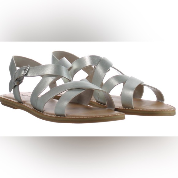 Toms Shoes - TOMS Sicily Strap Up Silver Nubuck Leather Sandals | NWOT | Sz 6.5